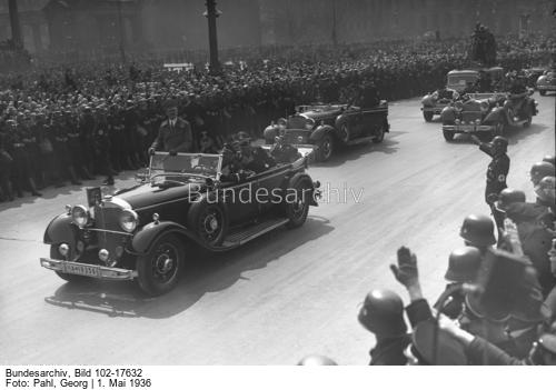 Adolf Hitler on his way to Berlin's Lustgarden on May Day
